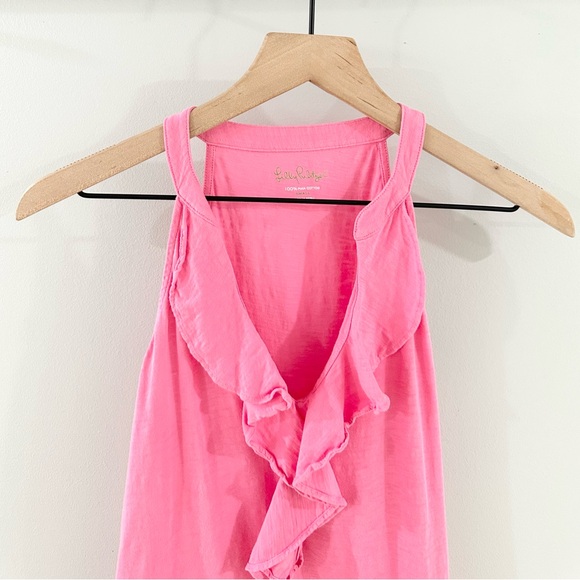 Lilly Pulitzer Pima Cotton Ruffle Tank Pink Size Small - Picture 3 of 6